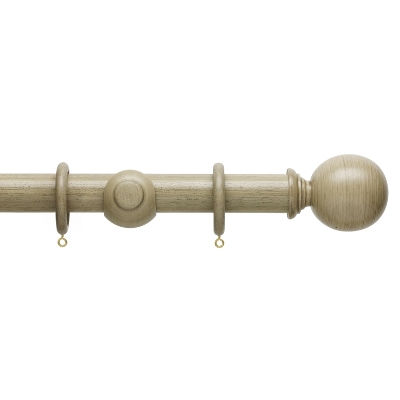 Hallis Origin Wooden Curtain Pole 35mm Millstone with Ball Finial
